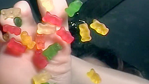 Giantess crushing and eating gummy bears, POV close up