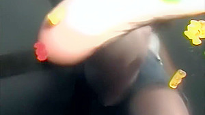 Giantess crushing and eating gummy bears, POV close up