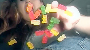 Giantess crushing and eating gummy bears, POV close up