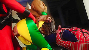 Girl In A Costume Needs Two Cocks