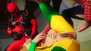 Girl In A Costume Needs Two Cocks