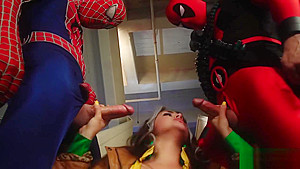 Girl In A Costume Needs Two Cocks