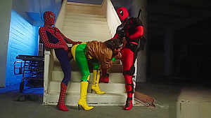 Girl In A Costume Needs Two Cocks