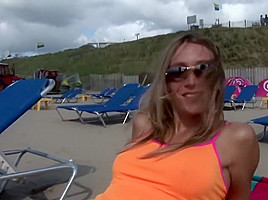 Girl in orange bikini gets seduced