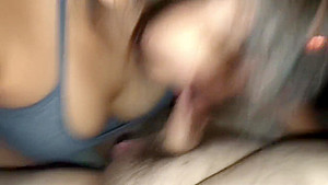 Girl sucks dick and finishes on her knees