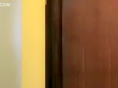 Girl takes pizza delivery in sweater and panties
