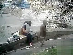 Girl watches her friend having sex and squirting in public
