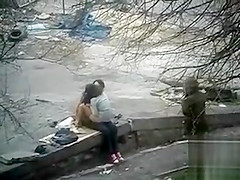 Girl watches her friend having sex and squirting in public