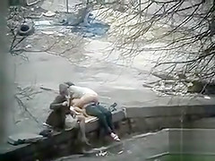 Girl watches her friend having sex and squirting in public