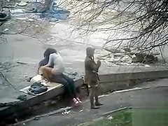 Girl watches her friend having sex and squirting in public