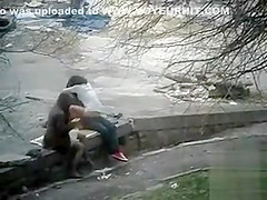 Girl watches her friend having sex and squirting in public