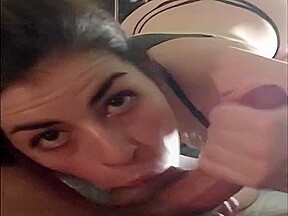 Girlfriend gives him a wet satisfying blowjob