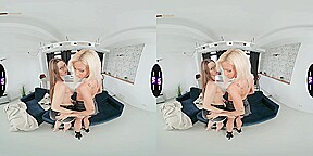 Glam chicks rub pussies