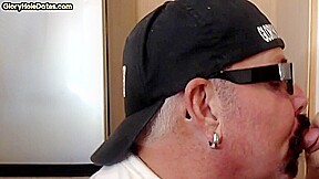 Gloryhole BJ DILF sucks cock till cum in mouth ending