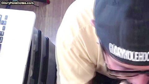Gloryhole amateur DILF sucks black dick till cum in mouth