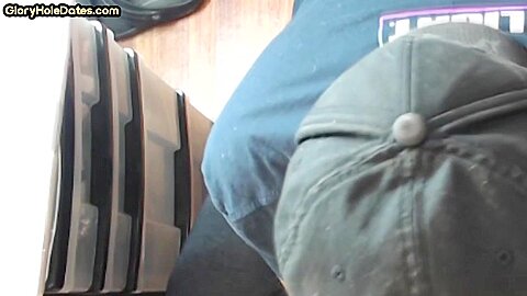 Gloryhole homemade DILF sucks cock in closeup at home