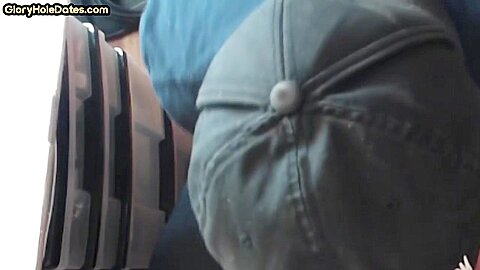 Gloryhole homemade DILF sucks cock in closeup at home