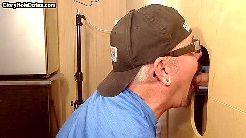 Gloryhole mature gay in amateur video sucks rod till facial