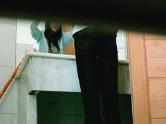 Gorgeous Asian cutie caught on toilet by a