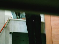 Gorgeous Asian cutie caught on toilet by a