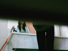 Gorgeous Asian cutie caught on toilet by a