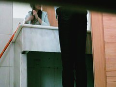 Gorgeous Asian cutie caught on toilet by a