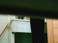 Gorgeous Asian cutie caught on toilet by a