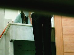 Gorgeous Asian cutie caught on toilet by a