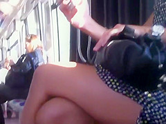 Gorgeous girl makes a selfie in the bus