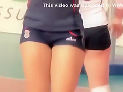 Gorgeous volleyball players show off their round butts