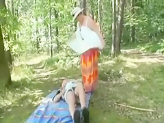 Grandpa Fucks Grandma and a Slut Outdoors