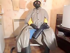 Grey oilskin/pvc cape stroke 