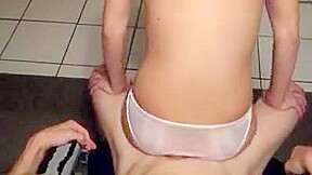 Grinding on cock in white satin panties