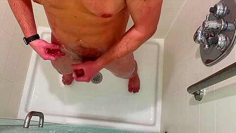 Guy Playing With His Dick While Taking A Shower