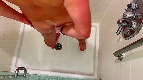Guy Playing With His Dick While Taking A Shower