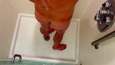 Guy Playing With His Dick While Taking A Shower