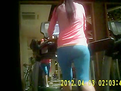 Gym Girl in shiny tight spandex