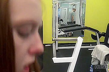 HUNT4K Man for money let stranger fuck his slutty girlfriend in gym