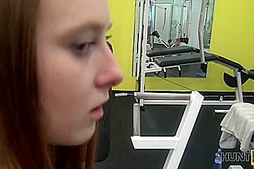 HUNT4K Man for money let stranger fuck his slutty girlfriend in gym