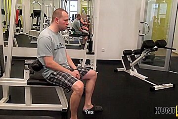 HUNT4K Man for money let stranger fuck his slutty girlfriend in gym