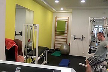 HUNT4K Man for money let stranger fuck his slutty girlfriend in gym