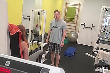 HUNT4K Man for money let stranger fuck his slutty girlfriend in gym