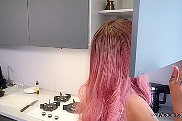 Haired Booty Making A Salad While Fully