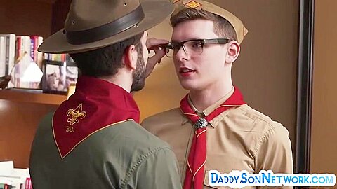 Hairy Elder Scout Rimming Twink Asshole In The Office