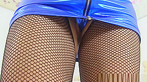 Hairy milf French Chloe wears crotchless fishnet pantyhose