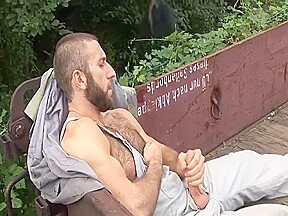 Hairy muscle stud fucked by hot workmates