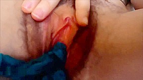 Hairy teen 18+ Stuffs Panties and Masturbates