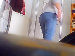Hairy wife spied in bathroom