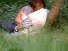 Handjob and blowjob outdoor
