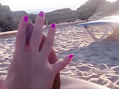 Handjob at the beach